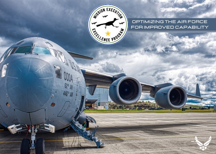 C-17 aircraft on flight line with logo for MEEP